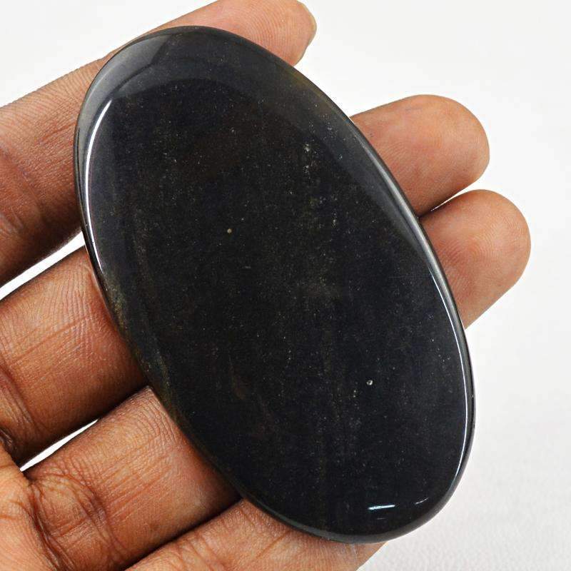gemsmore:Black Obsidian Gemstone Natural Oval Shape gemsmore:Black Obsidian Gemstone Natural Oval Shape