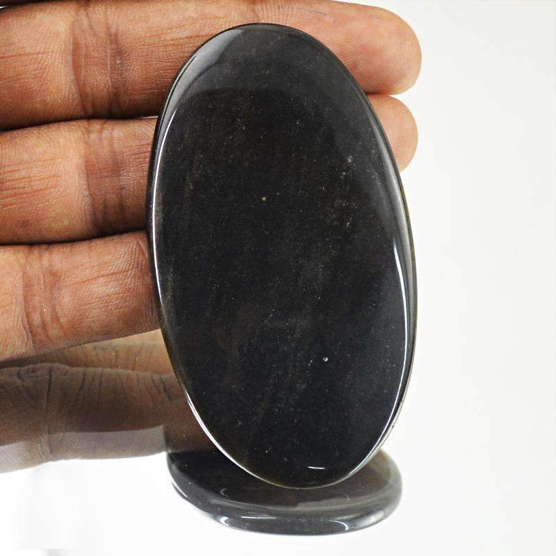 gemsmore:Black Obsidian Gemstone Natural Oval Shape gemsmore:Black Obsidian Gemstone Natural Oval Shape