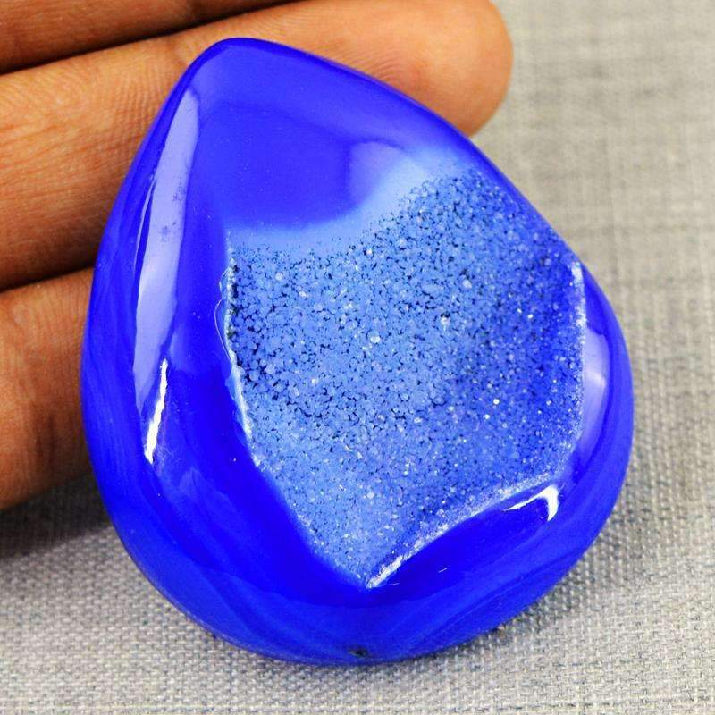 gemsmore:Blue Druzy Onyx Gemstone Natural Pear Shape gemsmore:Blue Druzy Onyx Gemstone Natural Pear Shape