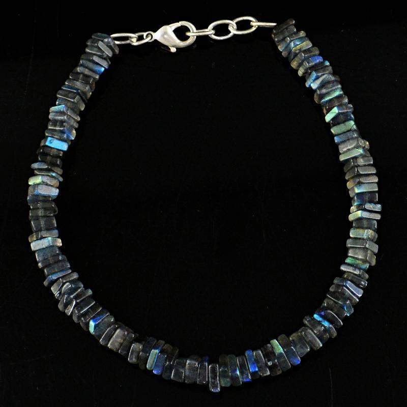 gemsmore:Blue Flash Labradorite Bracelet Natural Genuine Beads gemsmore:Blue Flash Labradorite Bracelet Natural Genuine Beads