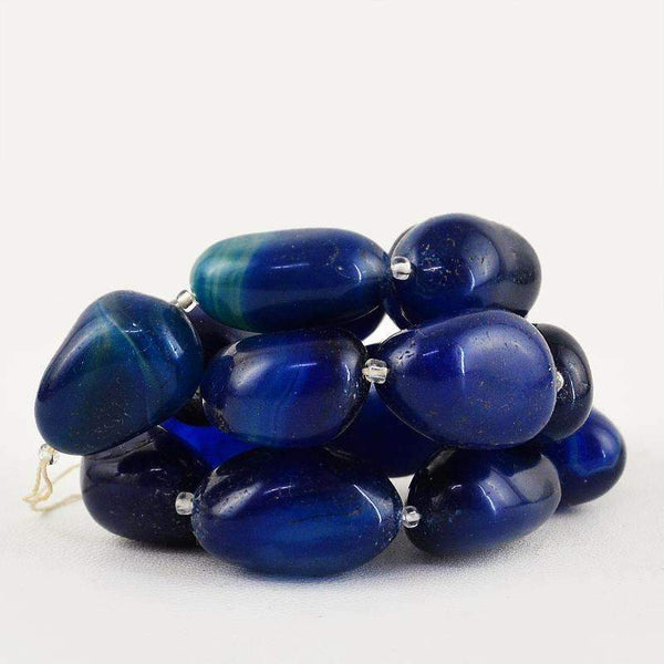 gemsmore:Blue Onyx Beads Strand Natural Untreated Drilled