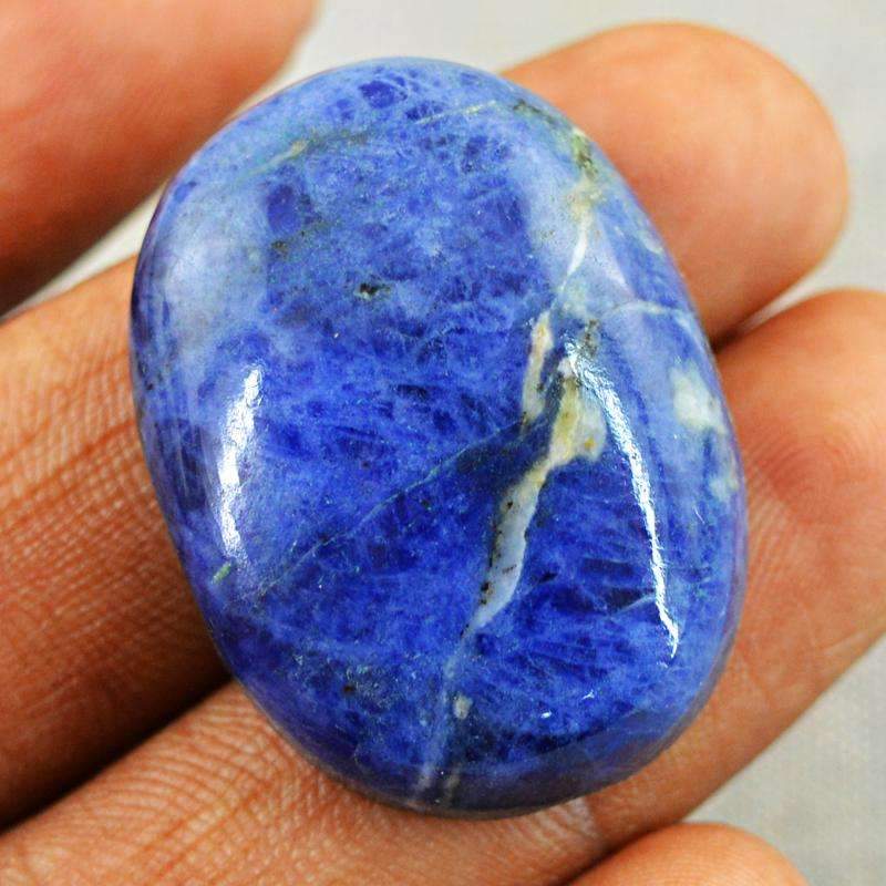 gemsmore:Blue Sodalite Gemstone Natural Oval Shape gemsmore:Blue Sodalite Gemstone Natural Oval Shape