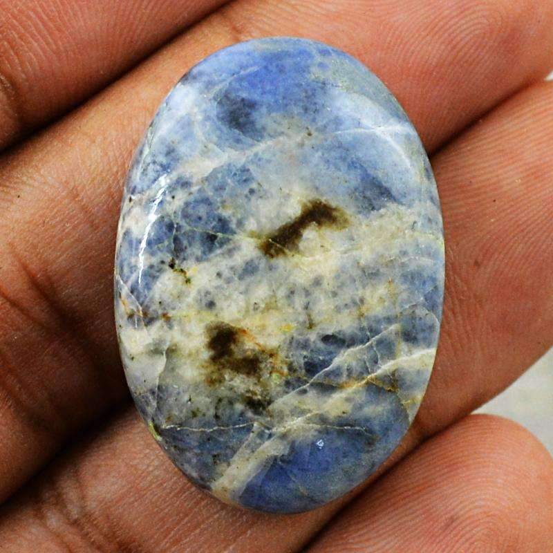 gemsmore:Blue Sodalite Gemstone Natural Oval Shape gemsmore:Blue Sodalite Gemstone Natural Oval Shape