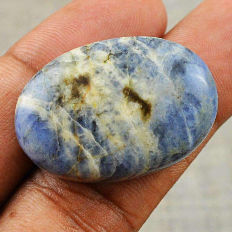 gemsmore:Blue Sodalite Gemstone Natural Oval Shape gemsmore:Blue Sodalite Gemstone Natural Oval Shape