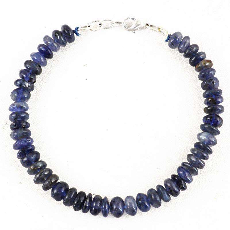 gemsmore:Blue Tanzanite Beads Bracelet Natural Round Shape gemsmore:Blue Tanzanite Beads Bracelet Natural Round Shape