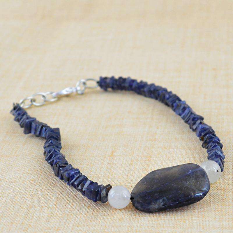 gemsmore:Blue Tanzanite Bracelet Natural Untreated Beads gemsmore:Blue Tanzanite Bracelet Natural Untreated Beads