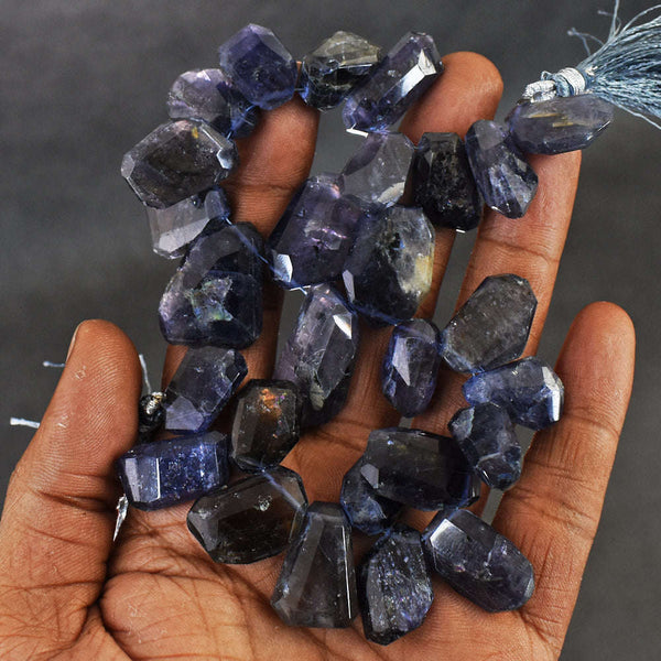 gemsmore:Carats 327 Genuine Iolite Faceted Beads Strand Of 08"