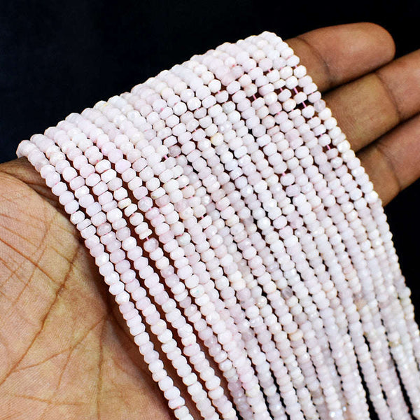gemsmore:Copy of 1 pc 3-4mm Faceted Pink Opal Drilled Beads Strand 13 inches