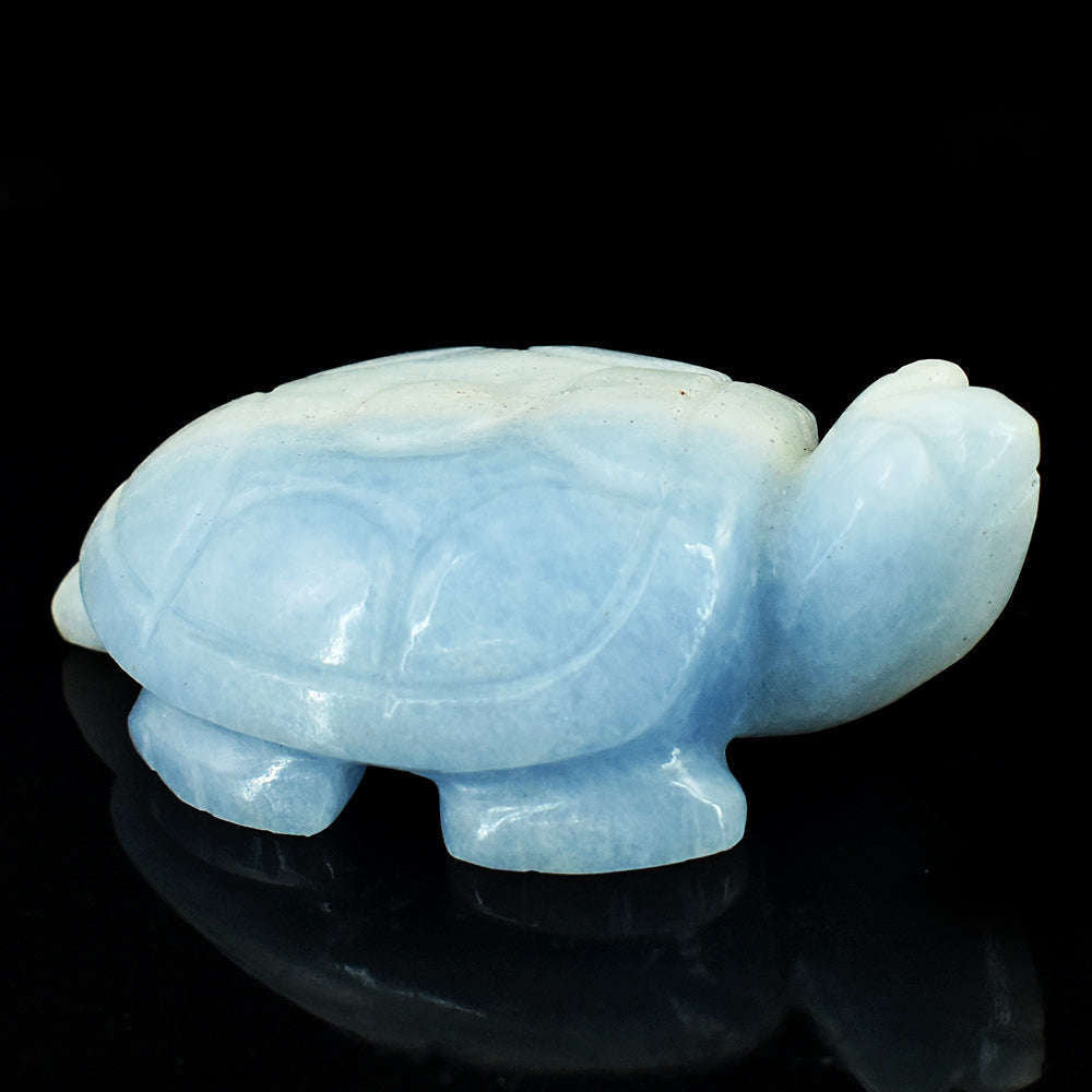 gemsmore:Craftsmen Angelite Hand Carved Genuine Crystal Gemstone Carving Turtle gemsmore:Craftsmen Angelite Hand Carved Genuine Crystal Gemstone Carving Turtle