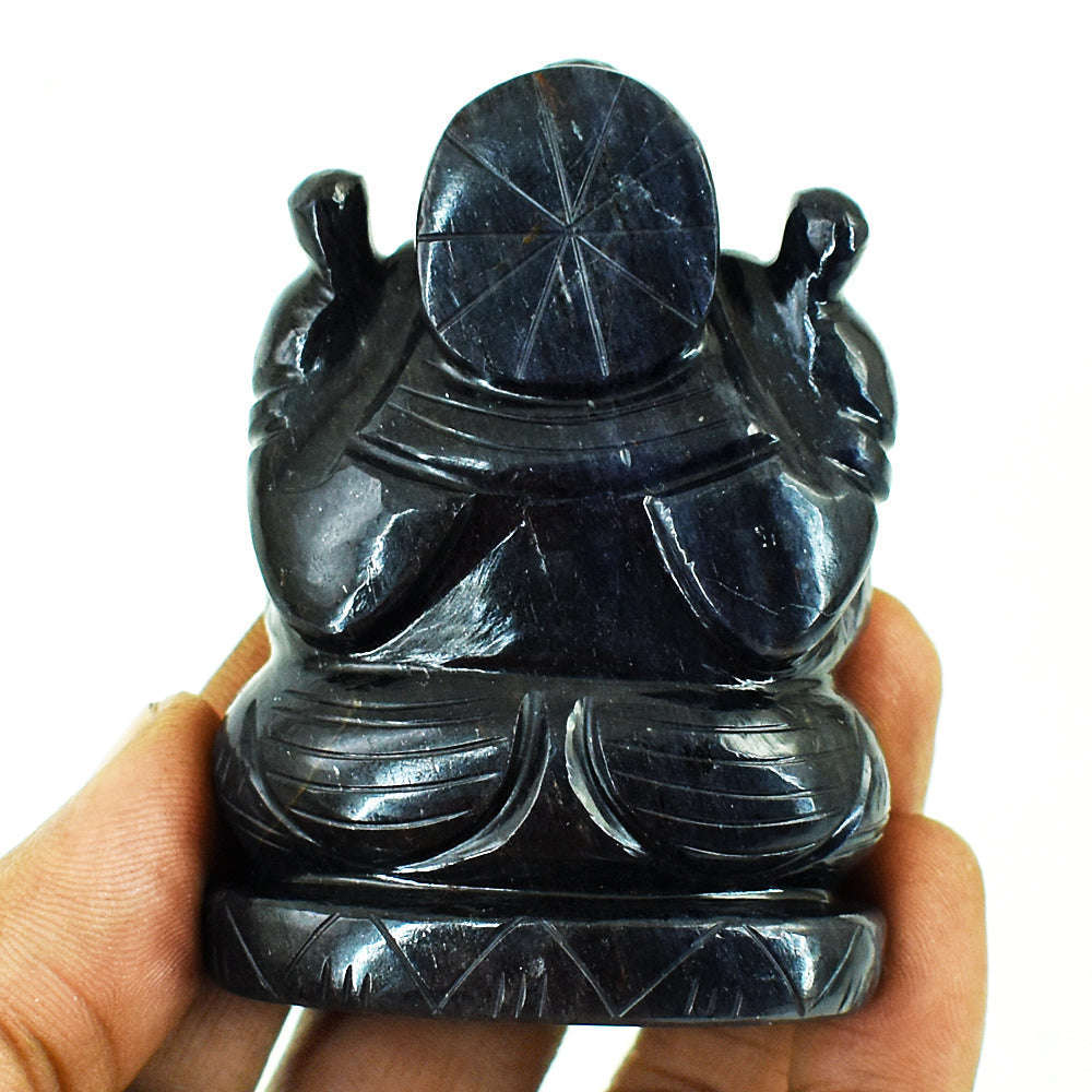 gemsmore:Craftsmen Blue Jade Hand Carved Genuine Crystal Gemstone Carving Lord Ganesha gemsmore:Craftsmen Blue Jade Hand Carved Genuine Crystal Gemstone Carving Lord Ganesha