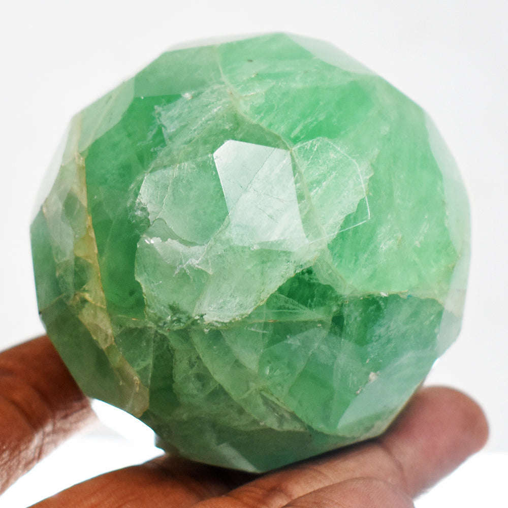 gemsmore:Craftsmen Green Fluorite Hand Carved Faceted Healing Crystal Sphere gemsmore:Craftsmen Green Fluorite Hand Carved Faceted Healing Crystal Sphere