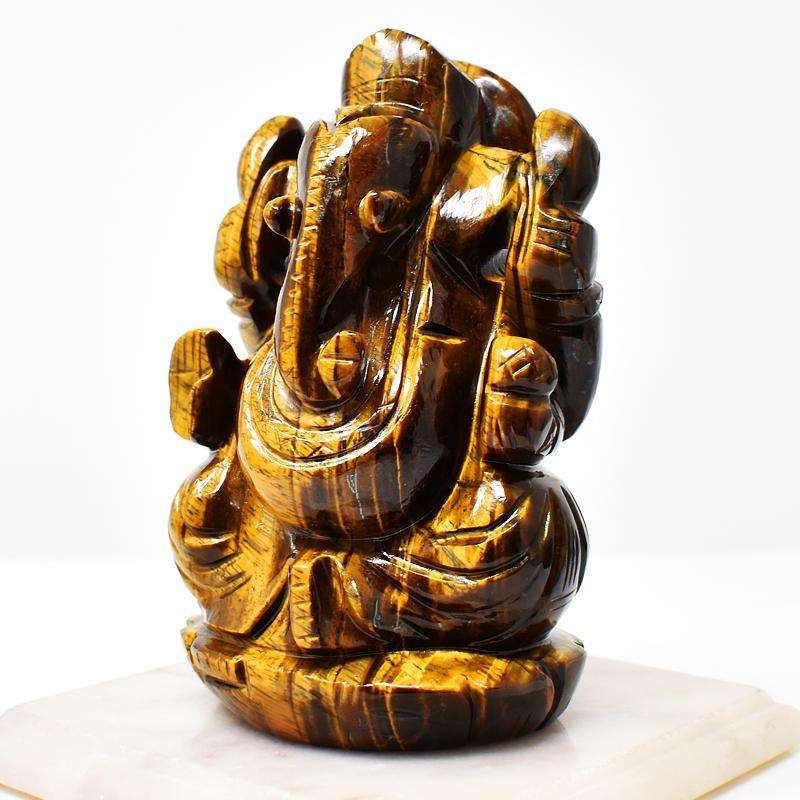 gemsmore:Craftsmen Hand Carved Golden Tiger Eye Lord Ganesha Idol gemsmore:Craftsmen Hand Carved Golden Tiger Eye Lord Ganesha Idol