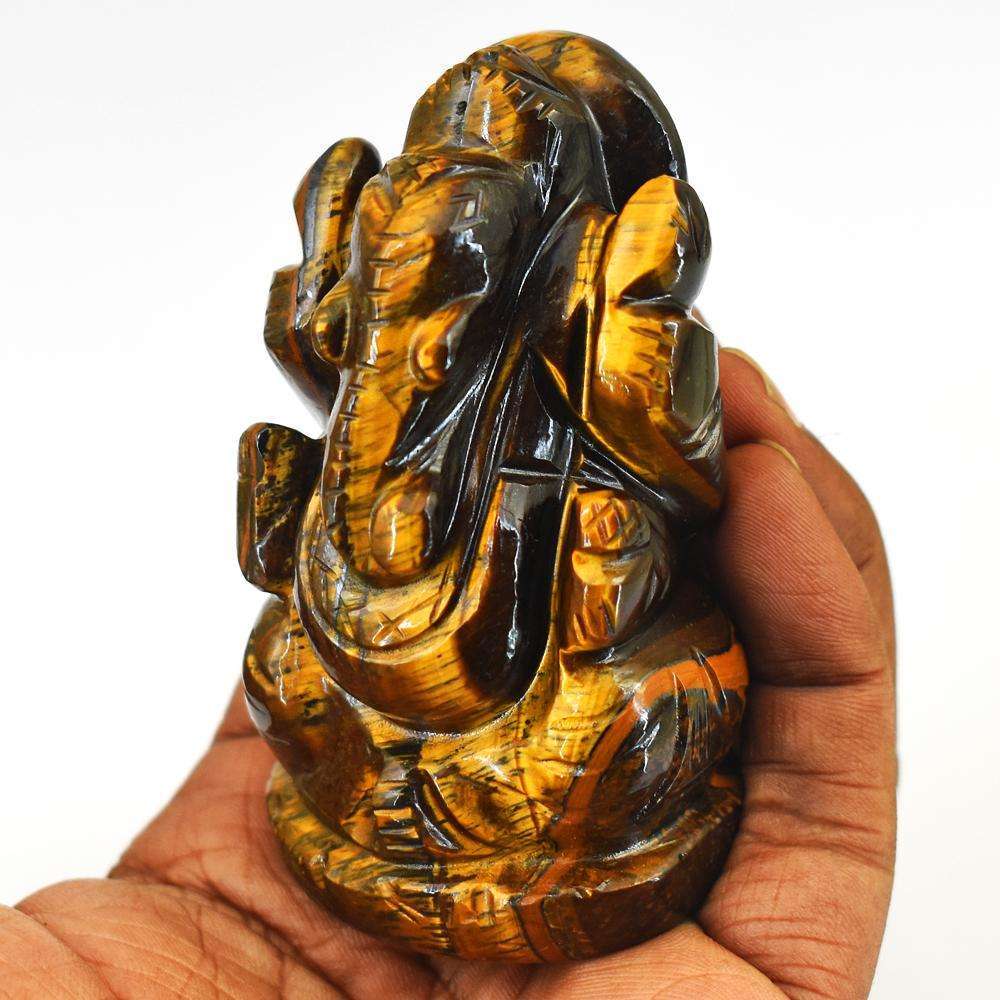 gemsmore:Craftsmen Hand Carved Golden Tiger Eye Lord Ganesha Idol gemsmore:Craftsmen Hand Carved Golden Tiger Eye Lord Ganesha Idol