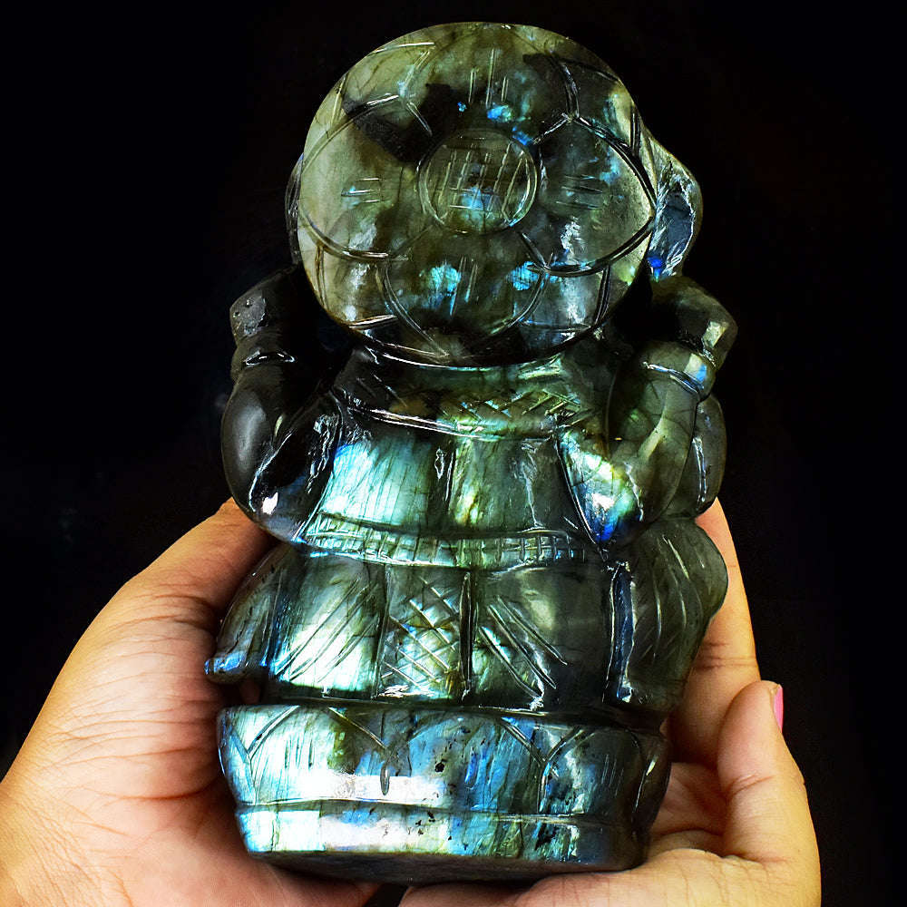 gemsmore:Craftsmen Labradorite Hand Carved Genuine Crystal Gemstone Carving Huge Lord Ganesha gemsmore:Craftsmen Labradorite Hand Carved Genuine Crystal Gemstone Carving Huge Lord Ganesha