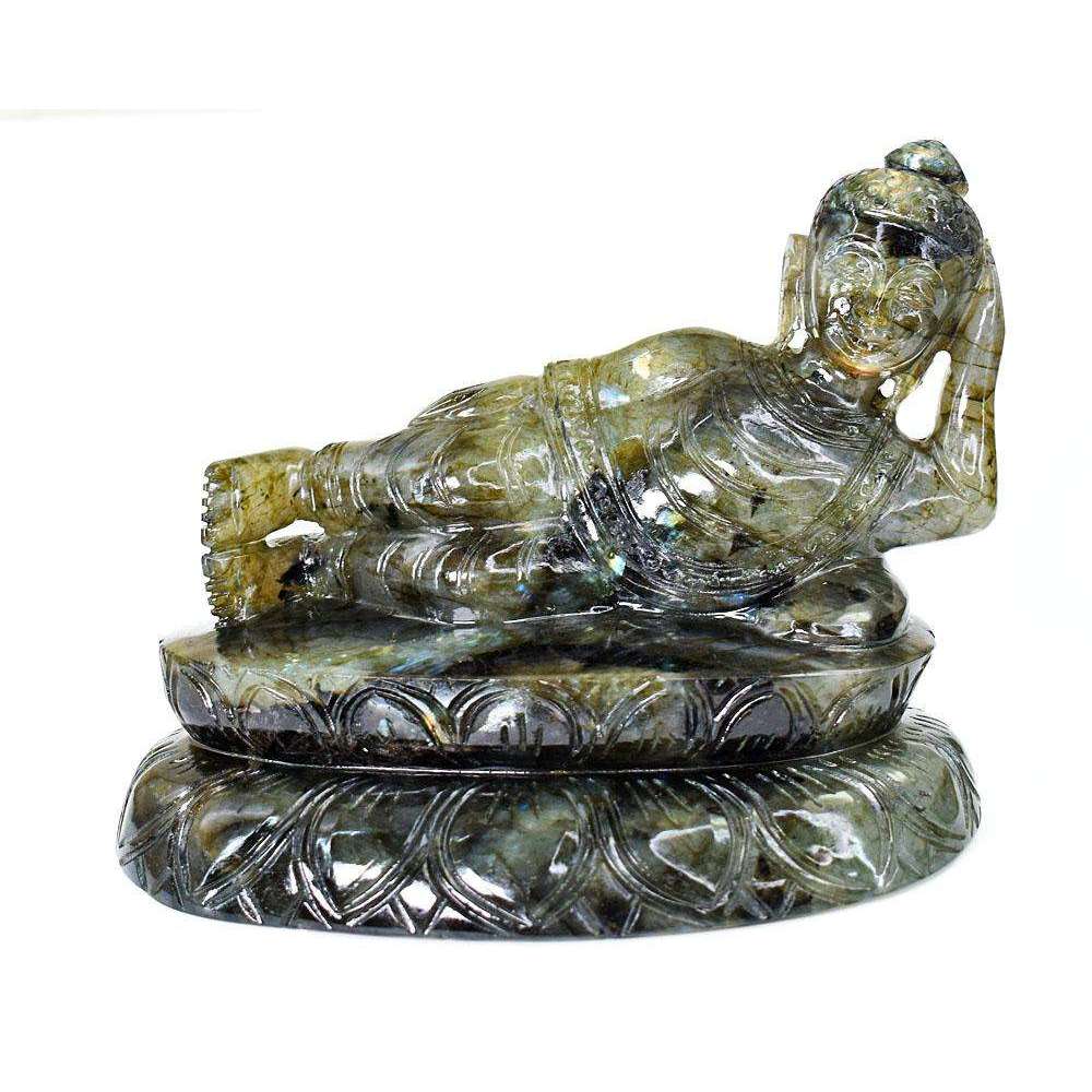 gemsmore:Craftsmen  Labradorite Hand Carved Genuine Crystal Gemstone Carving Huge Sleeping Lord Buddha gemsmore:Craftsmen  Labradorite Hand Carved Genuine Crystal Gemstone Carving Huge Sleeping Lord Buddha