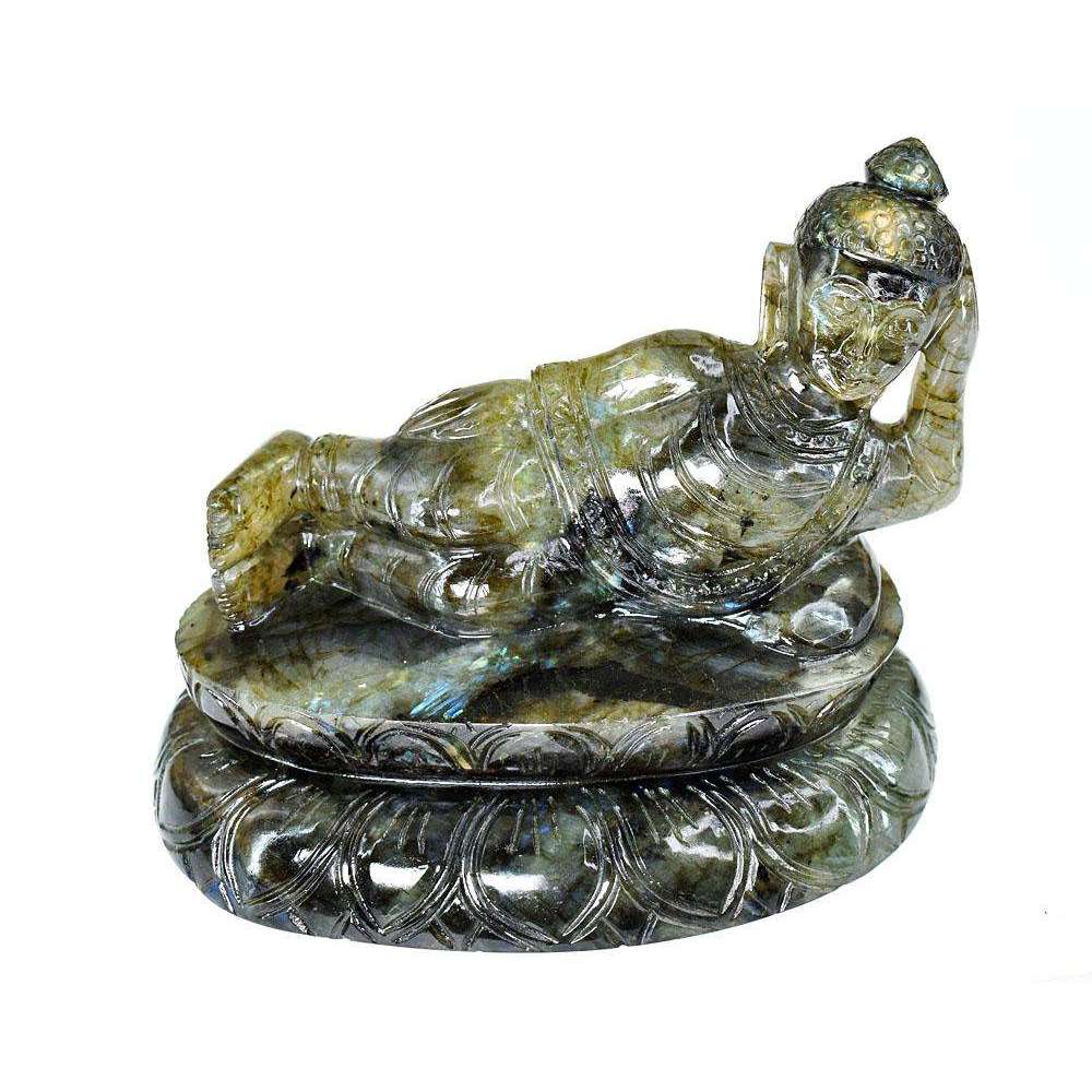 gemsmore:Craftsmen  Labradorite Hand Carved Genuine Crystal Gemstone Carving Huge Sleeping Lord Buddha gemsmore:Craftsmen  Labradorite Hand Carved Genuine Crystal Gemstone Carving Huge Sleeping Lord Buddha