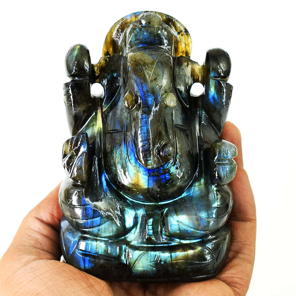 gemsmore:Craftsmen Labradorite Hand Carved Genuine Crystal Gemstone Carving Lord Ganesha gemsmore:Craftsmen Labradorite Hand Carved Genuine Crystal Gemstone Carving Lord Ganesha