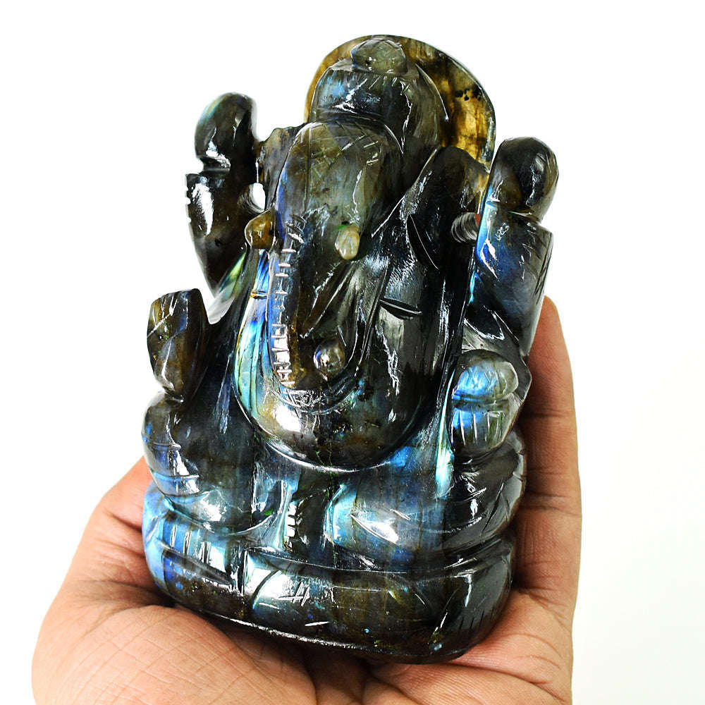 gemsmore:Craftsmen Labradorite Hand Carved Genuine Crystal Gemstone Carving Lord Ganesha gemsmore:Craftsmen Labradorite Hand Carved Genuine Crystal Gemstone Carving Lord Ganesha