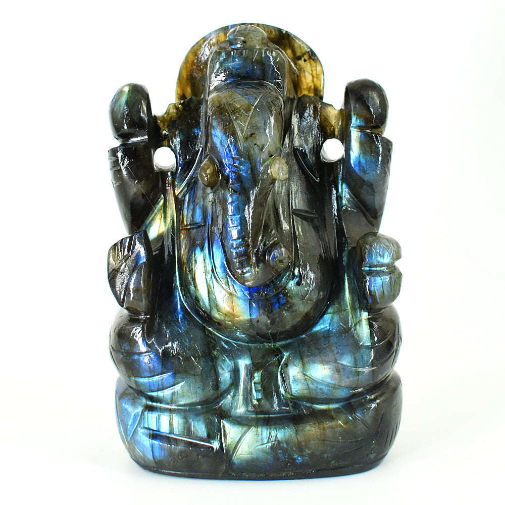 gemsmore:Craftsmen Labradorite Hand Carved Genuine Crystal Gemstone Carving Lord Ganesha gemsmore:Craftsmen Labradorite Hand Carved Genuine Crystal Gemstone Carving Lord Ganesha