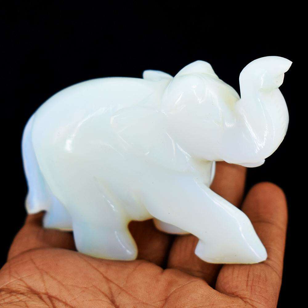 gemsmore:Craftsmen Opalite Hand Carved Genuine Crystal Gemstone Carving Elephant gemsmore:Craftsmen Opalite Hand Carved Genuine Crystal Gemstone Carving Elephant