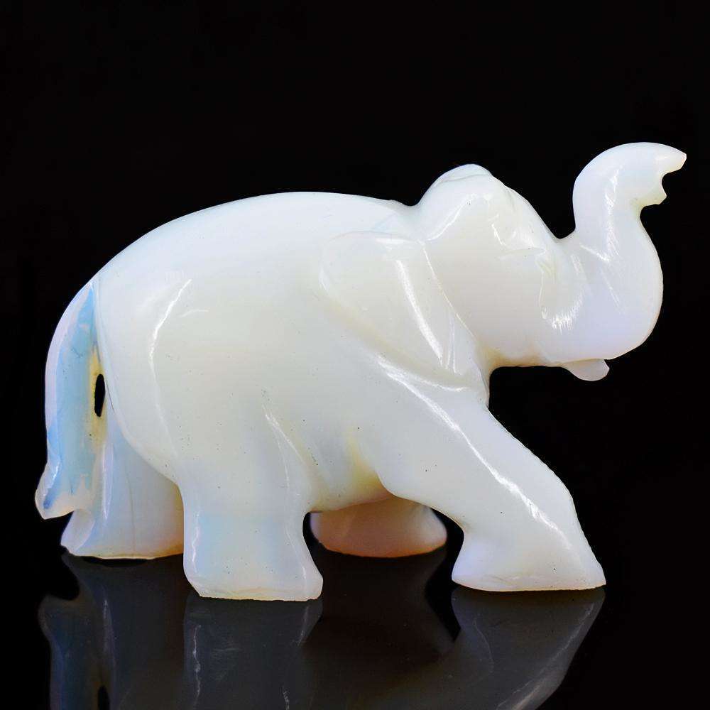gemsmore:Craftsmen Opalite Hand Carved Genuine Crystal Gemstone Carving Elephant gemsmore:Craftsmen Opalite Hand Carved Genuine Crystal Gemstone Carving Elephant