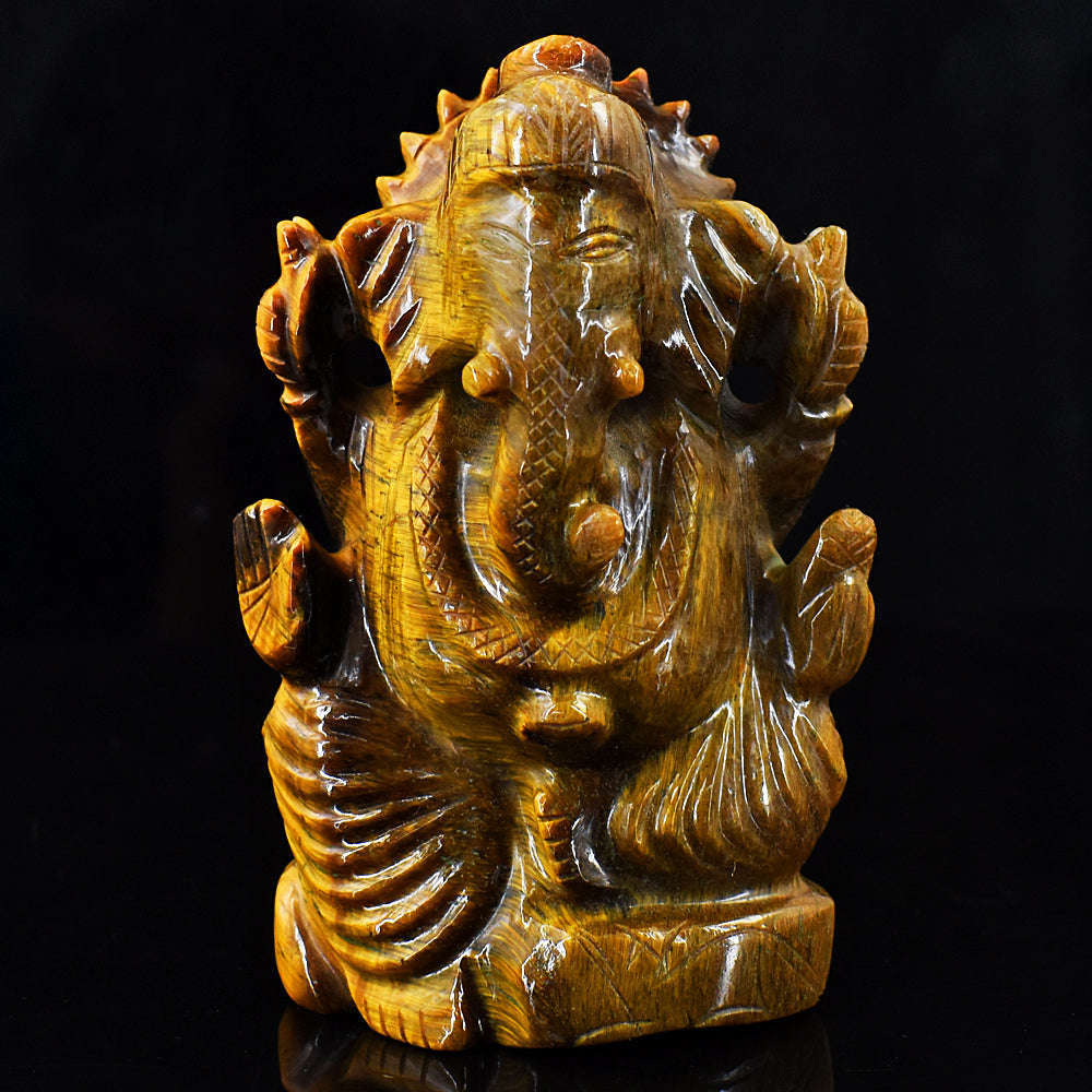 gemsmore:Craftsmen Tiger Eye Hand Carved Genuine Crystal Gemstone Carving Lord Ganesha gemsmore:Craftsmen Tiger Eye Hand Carved Genuine Crystal Gemstone Carving Lord Ganesha