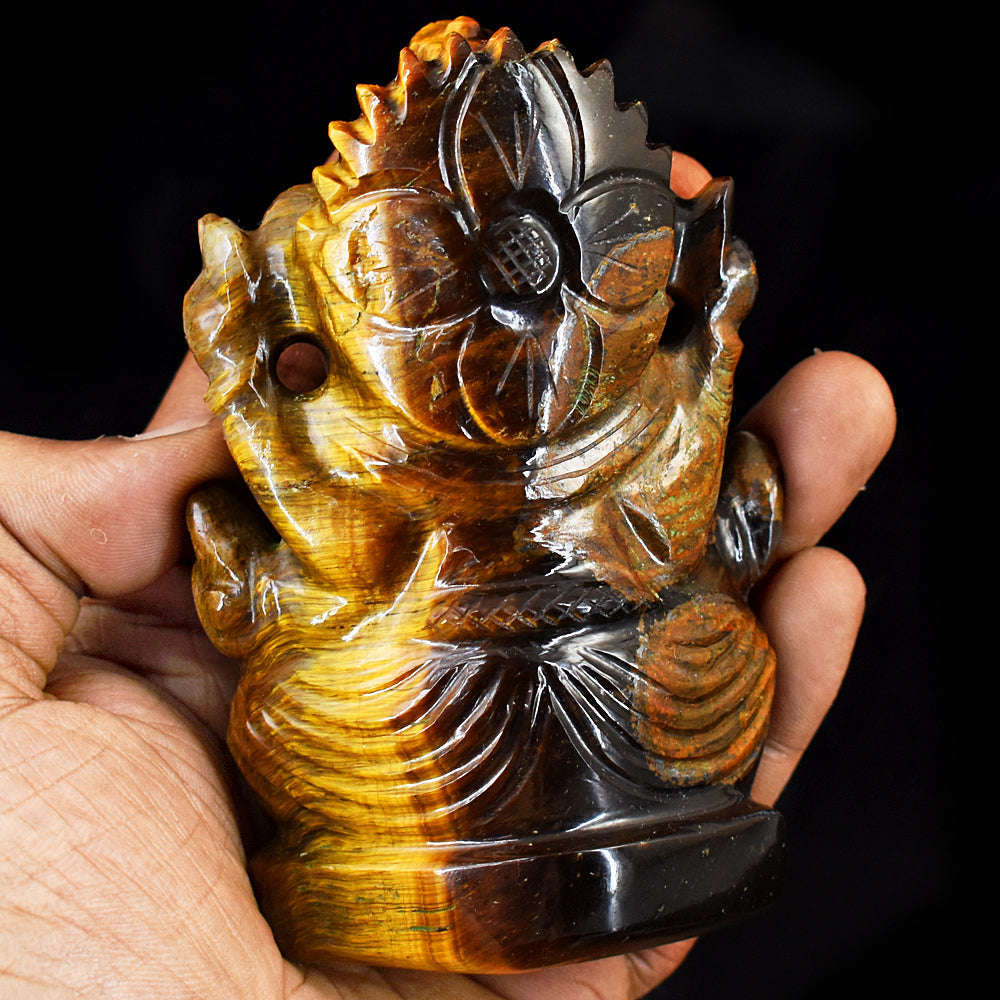 gemsmore:Craftsmen Tiger Eye Hand Carved Genuine Crystal Gemstone Carving Lord Ganesha gemsmore:Craftsmen Tiger Eye Hand Carved Genuine Crystal Gemstone Carving Lord Ganesha