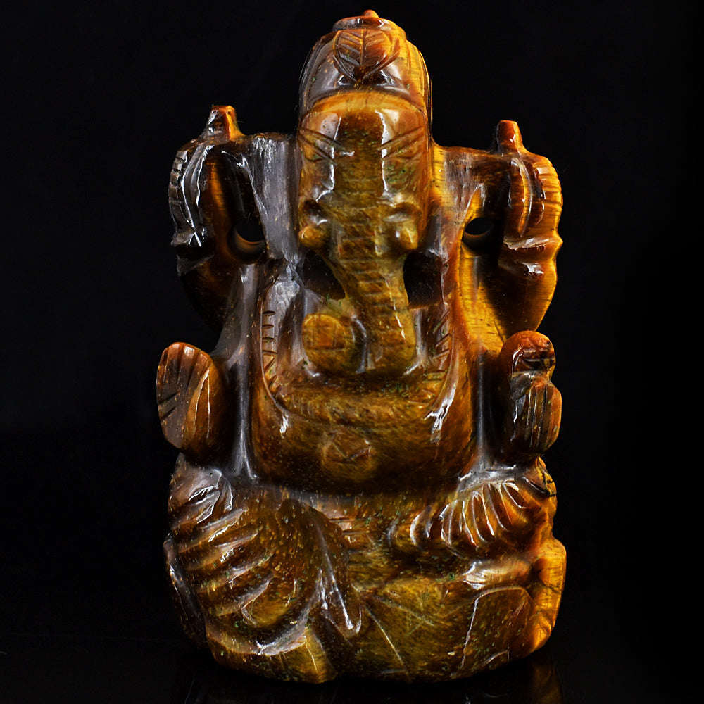 gemsmore:Craftsmen Tiger Eye Hand Carved Genuine Crystal Gemstone Carving Lord Ganesha gemsmore:Craftsmen Tiger Eye Hand Carved Genuine Crystal Gemstone Carving Lord Ganesha