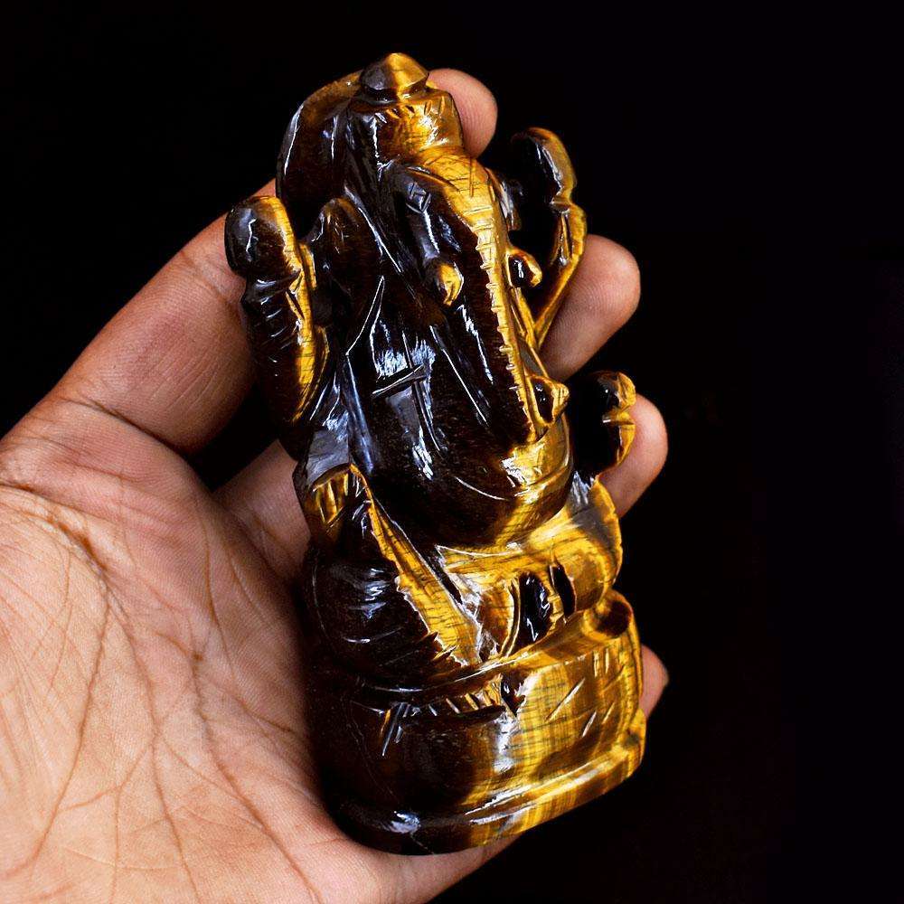 gemsmore:Craftsmen Tiger Eye Hand Carved Genuine Crystal Gemstone Carving Lord Ganesha gemsmore:Craftsmen Tiger Eye Hand Carved Genuine Crystal Gemstone Carving Lord Ganesha