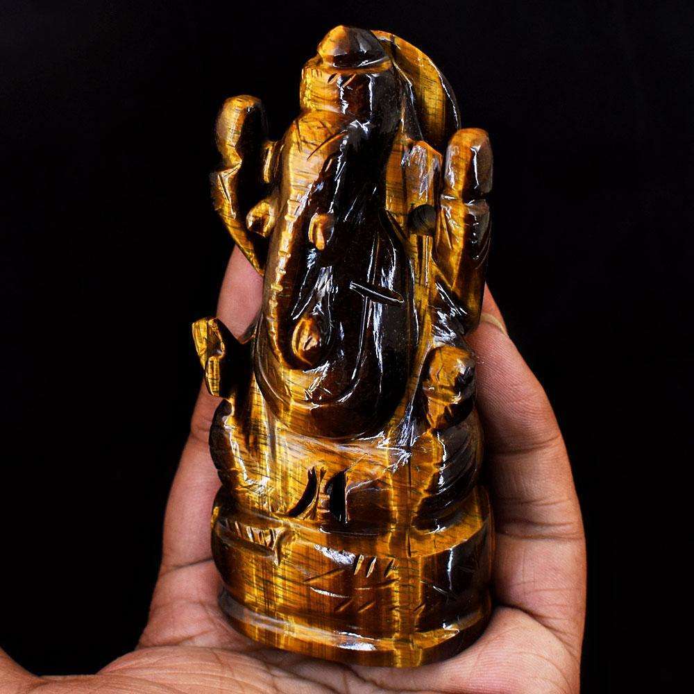 gemsmore:Craftsmen Tiger Eye Hand Carved Genuine Crystal Gemstone Carving Lord Ganesha gemsmore:Craftsmen Tiger Eye Hand Carved Genuine Crystal Gemstone Carving Lord Ganesha