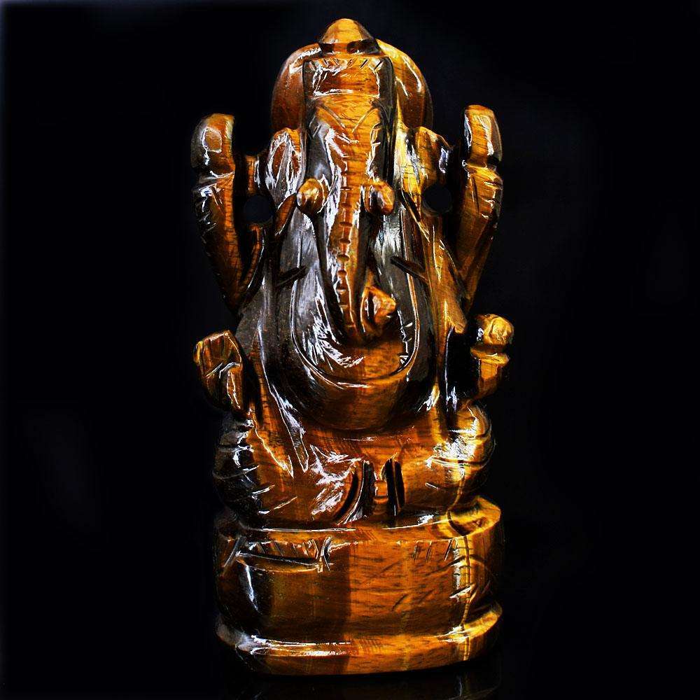 gemsmore:Craftsmen Tiger Eye Hand Carved Genuine Crystal Gemstone Carving Lord Ganesha gemsmore:Craftsmen Tiger Eye Hand Carved Genuine Crystal Gemstone Carving Lord Ganesha