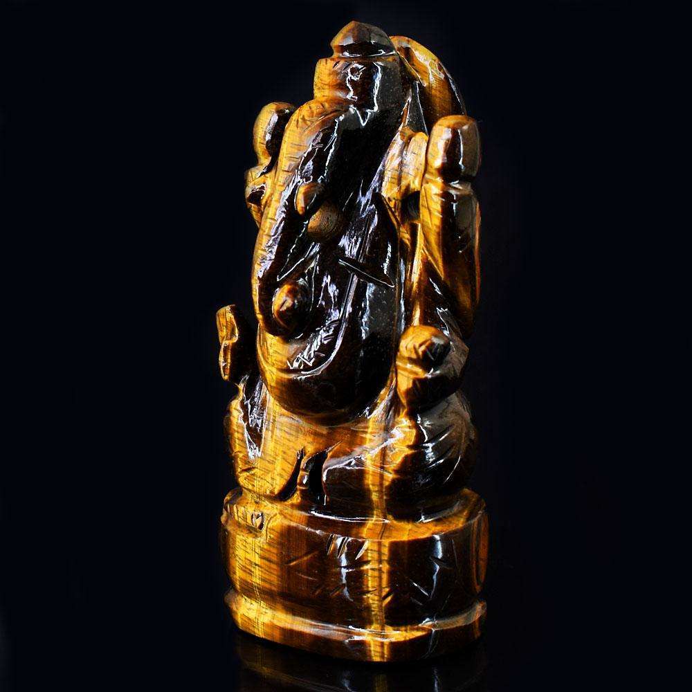 gemsmore:Craftsmen Tiger Eye Hand Carved Genuine Crystal Gemstone Carving Lord Ganesha gemsmore:Craftsmen Tiger Eye Hand Carved Genuine Crystal Gemstone Carving Lord Ganesha