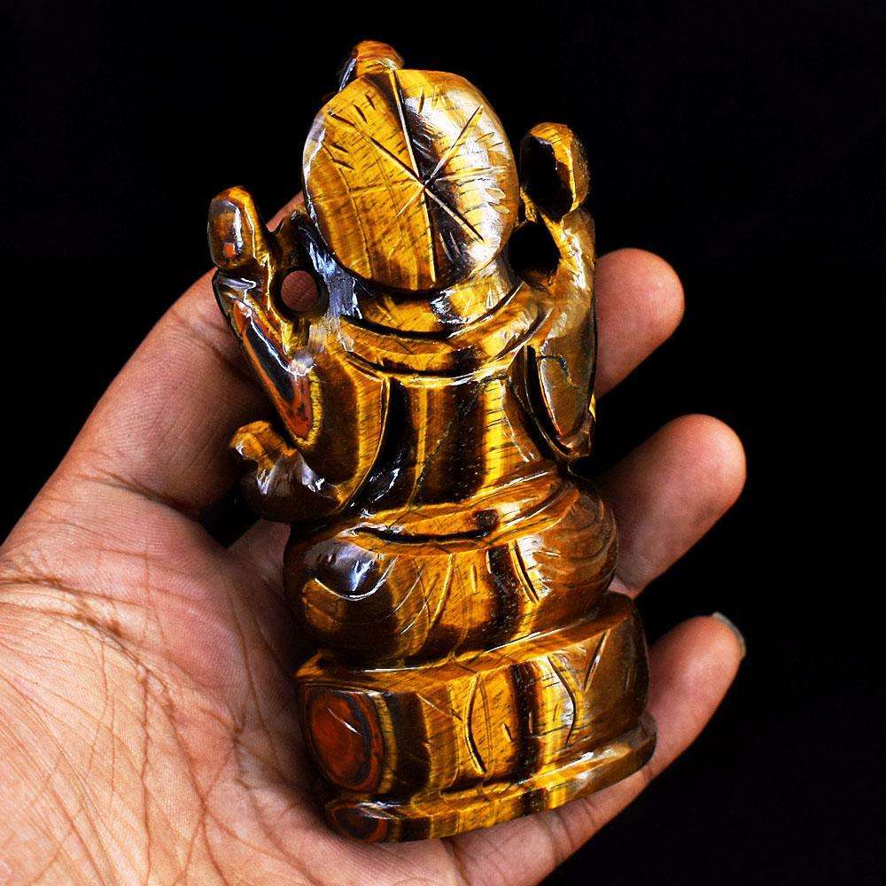 gemsmore:Craftsmen Tiger Eye Hand Carved Genuine Crystal Gemstone Carving Lord Ganesha gemsmore:Craftsmen Tiger Eye Hand Carved Genuine Crystal Gemstone Carving Lord Ganesha