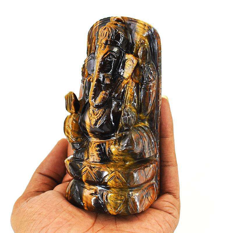 gemsmore:Craftsmen Tiger Eye Hand Carved Genuine Crystal Gemstone Carving Lord Ganesha gemsmore:Craftsmen Tiger Eye Hand Carved Genuine Crystal Gemstone Carving Lord Ganesha