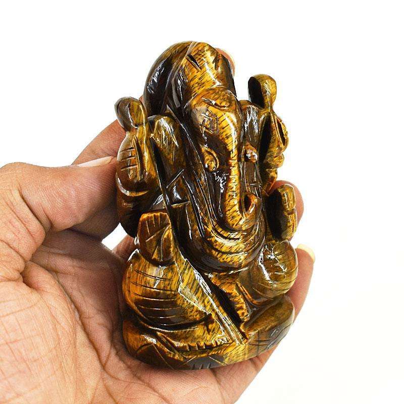 gemsmore:Craftsmen Tiger Eye Hand Carved Genuine Crystal Gemstone Carving Lord Ganesha gemsmore:Craftsmen Tiger Eye Hand Carved Genuine Crystal Gemstone Carving Lord Ganesha