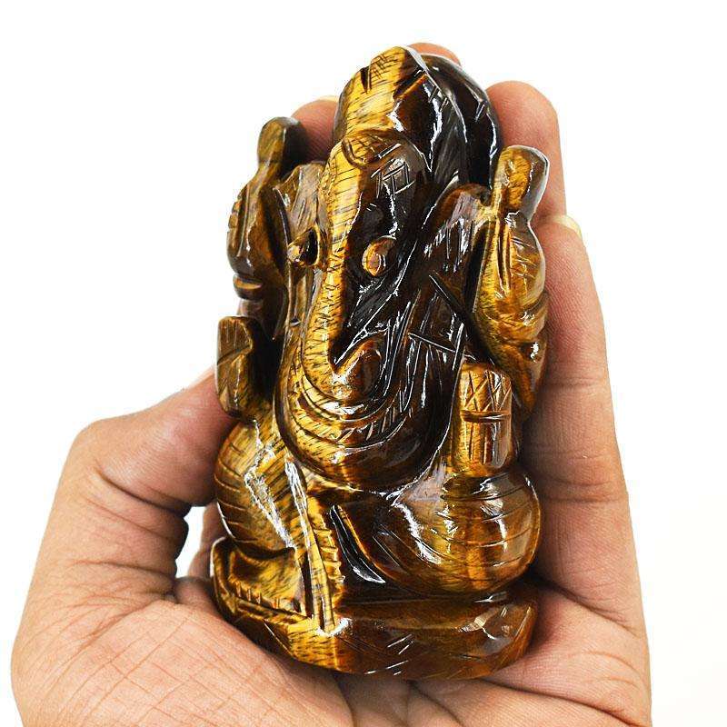 gemsmore:Craftsmen Tiger Eye Hand Carved Genuine Crystal Gemstone Carving Lord Ganesha gemsmore:Craftsmen Tiger Eye Hand Carved Genuine Crystal Gemstone Carving Lord Ganesha