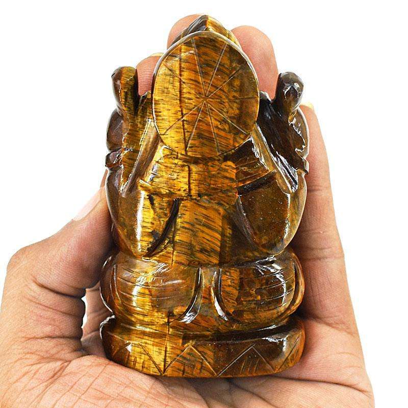 gemsmore:Craftsmen Tiger Eye Hand Carved Genuine Crystal Gemstone Carving Lord Ganesha gemsmore:Craftsmen Tiger Eye Hand Carved Genuine Crystal Gemstone Carving Lord Ganesha