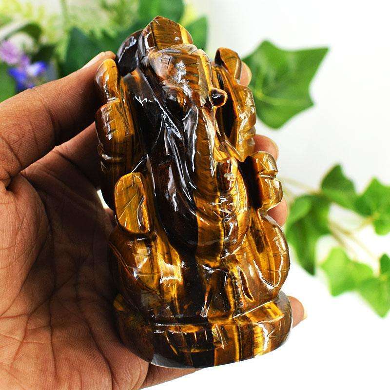 gemsmore:Craftsmen Tiger Eye Hand Carved Genuine Crystal Gemstone Carving Lord Ganesha gemsmore:Craftsmen Tiger Eye Hand Carved Genuine Crystal Gemstone Carving Lord Ganesha