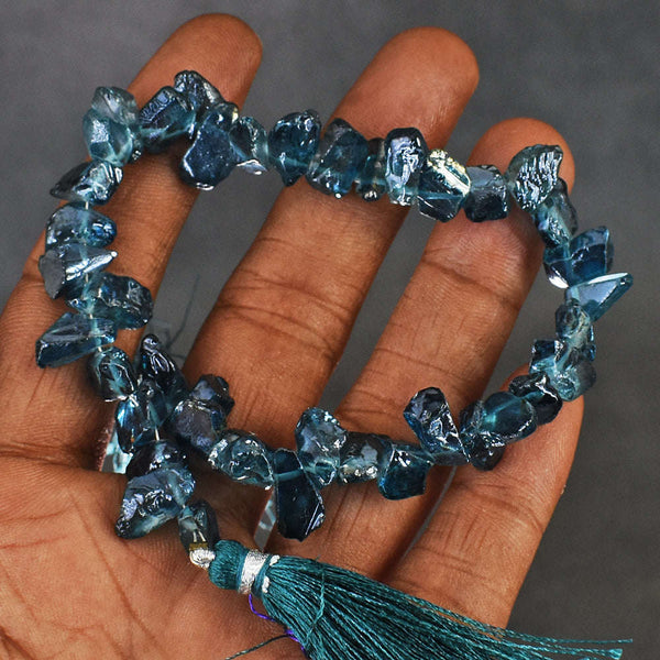 gemsmore:Exclusive 117 Cts Genuine Blue Topaz Beads Strand Of 08 Inches