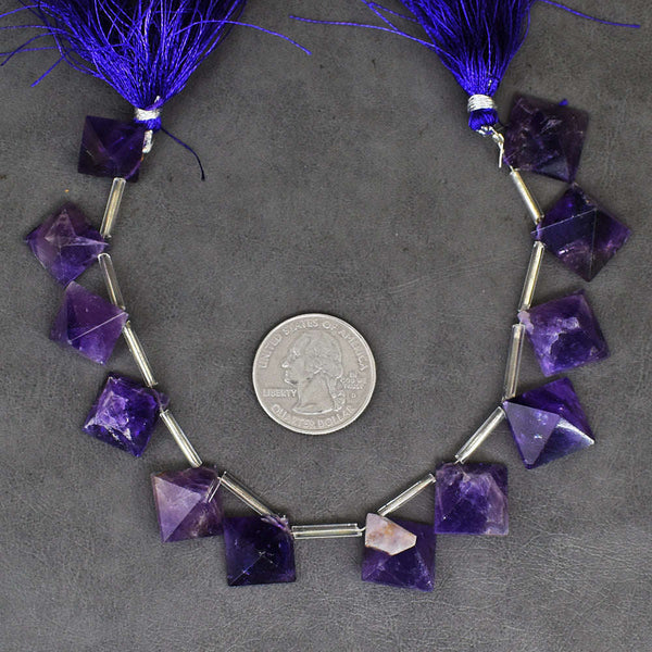 gemsmore:Exclusive 145 Cts Genuine Amethyst Beads Strand Of 08 Inches