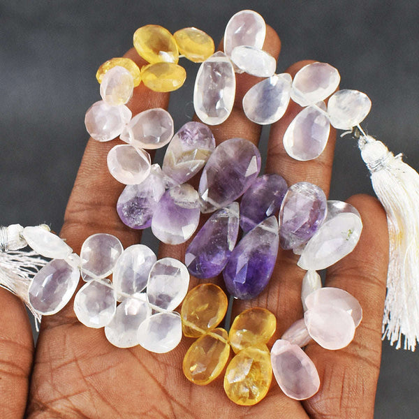 gemsmore:Exclusive 187 Cts Genuine Mix Gem Faceted Beads Strand Of 08 Inches