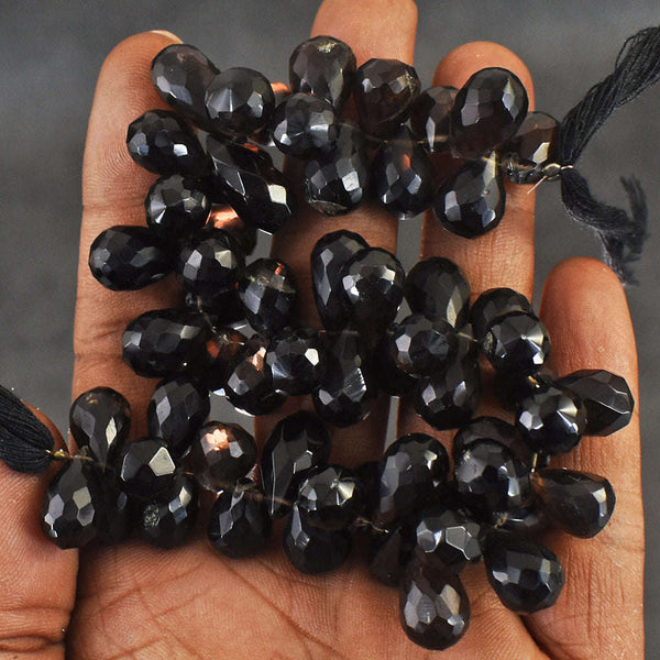 gemsmore:Exclusive 533 Cts Genuine Smoky Quartz Faceted Beads Strand Of 08 Inches