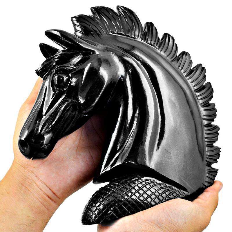 gemsmore:Exclusive Black Spinel Hand Carved Horse Head gemsmore:Exclusive Black Spinel Hand Carved Horse Head