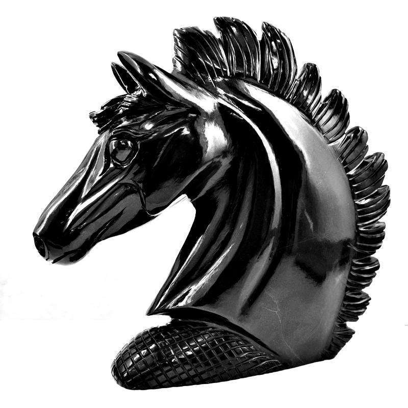 gemsmore:Exclusive Black Spinel Hand Carved Horse Head gemsmore:Exclusive Black Spinel Hand Carved Horse Head