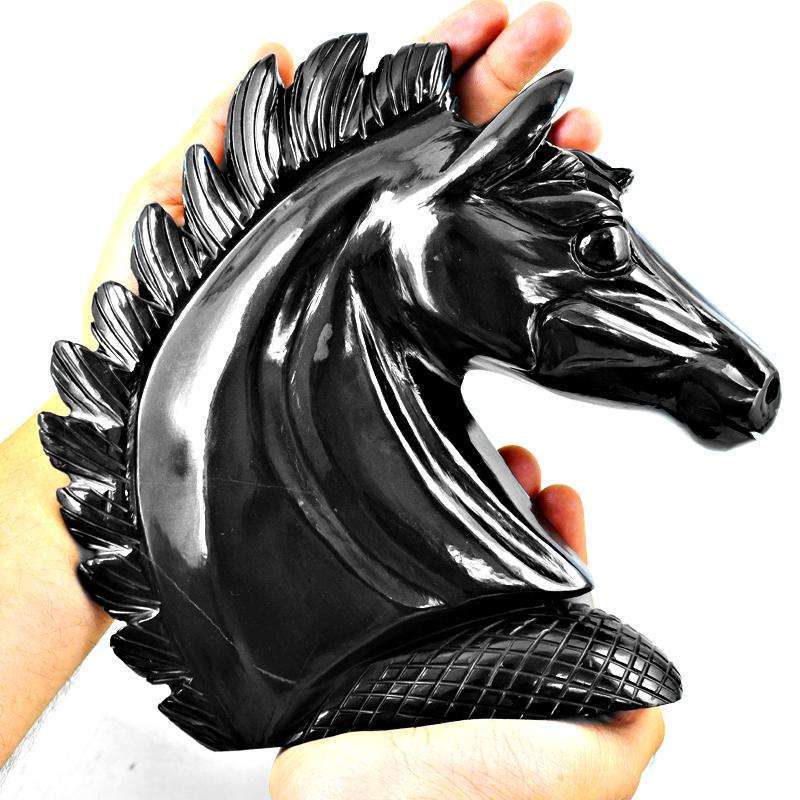 gemsmore:Exclusive Black Spinel Hand Carved Horse Head gemsmore:Exclusive Black Spinel Hand Carved Horse Head