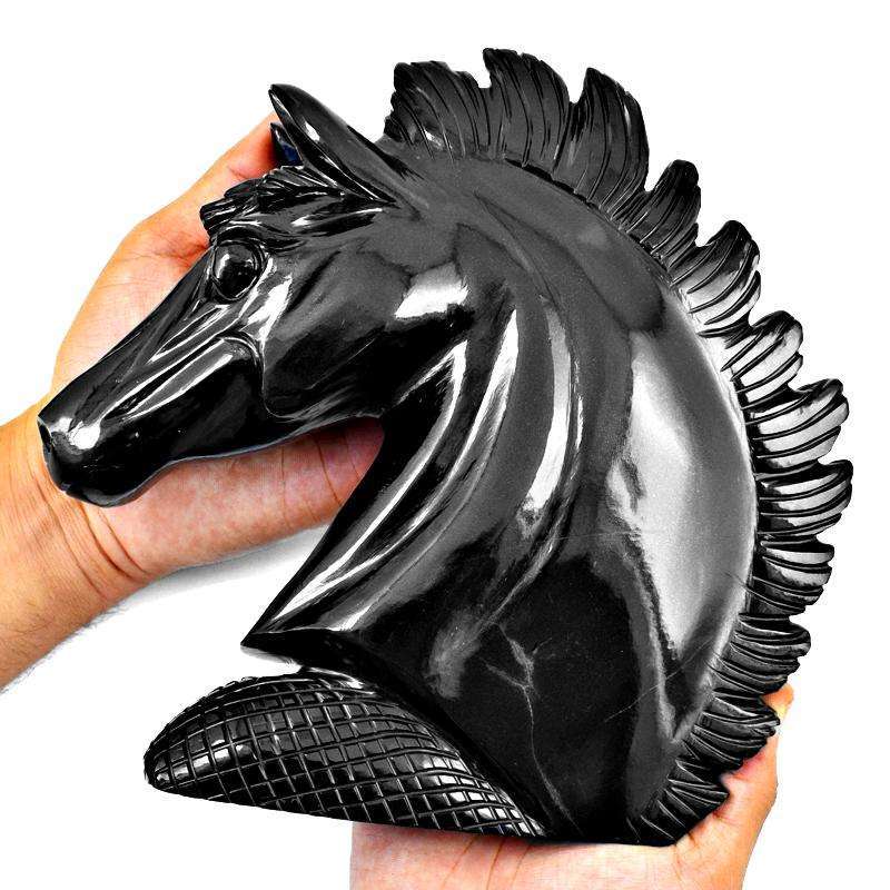 gemsmore:Exclusive Black Spinel Hand Carved Horse Head gemsmore:Exclusive Black Spinel Hand Carved Horse Head