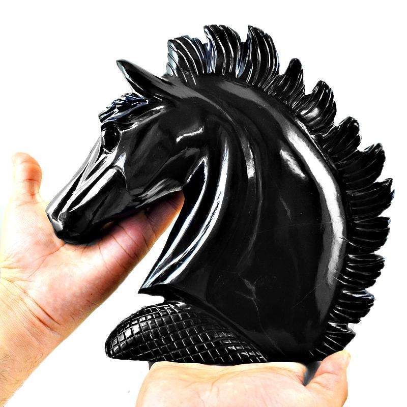 gemsmore:Exclusive Black Spinel Hand Carved Horse Head gemsmore:Exclusive Black Spinel Hand Carved Horse Head