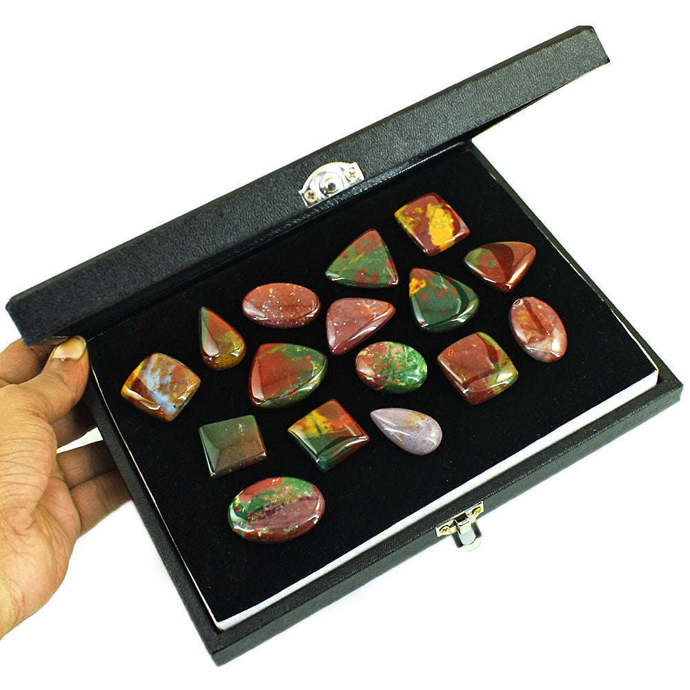 gemsmore:Exclusive Bloodstone  Untreated Gemstone Cabochon Lot gemsmore:Exclusive Bloodstone  Untreated Gemstone Cabochon Lot