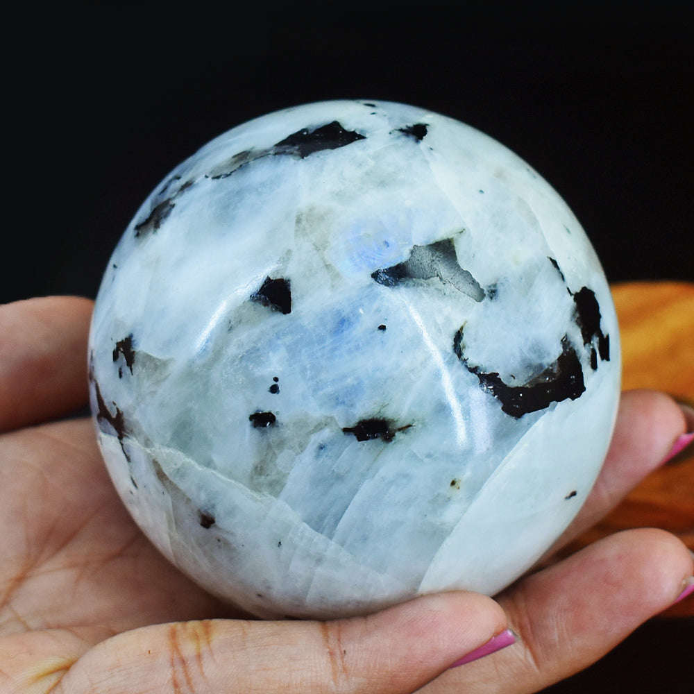 gemsmore:Exclusive  Blue Flash Moonstone Carved Healing Sphere Carving Gemstone gemsmore:Exclusive  Blue Flash Moonstone Carved Healing Sphere Carving Gemstone