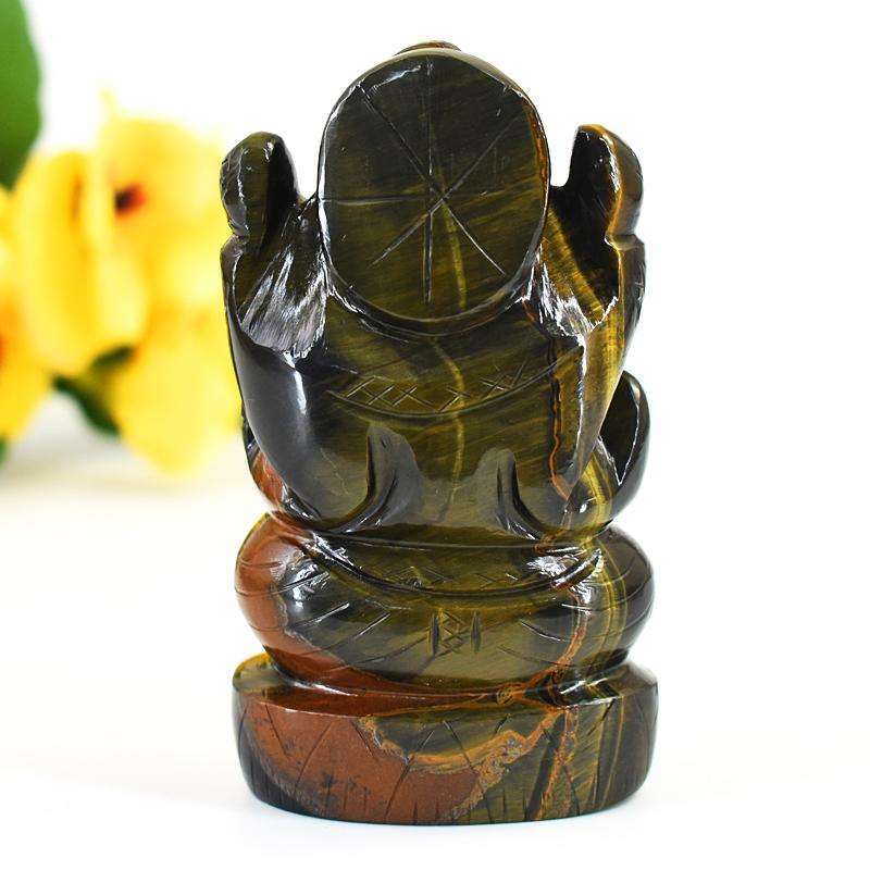 gemsmore:Exclusive Blue Power Tiger Eye Hand Carved Genuine Crystal Gemstone Carving Lord Ganesha gemsmore:Exclusive Blue Power Tiger Eye Hand Carved Genuine Crystal Gemstone Carving Lord Ganesha